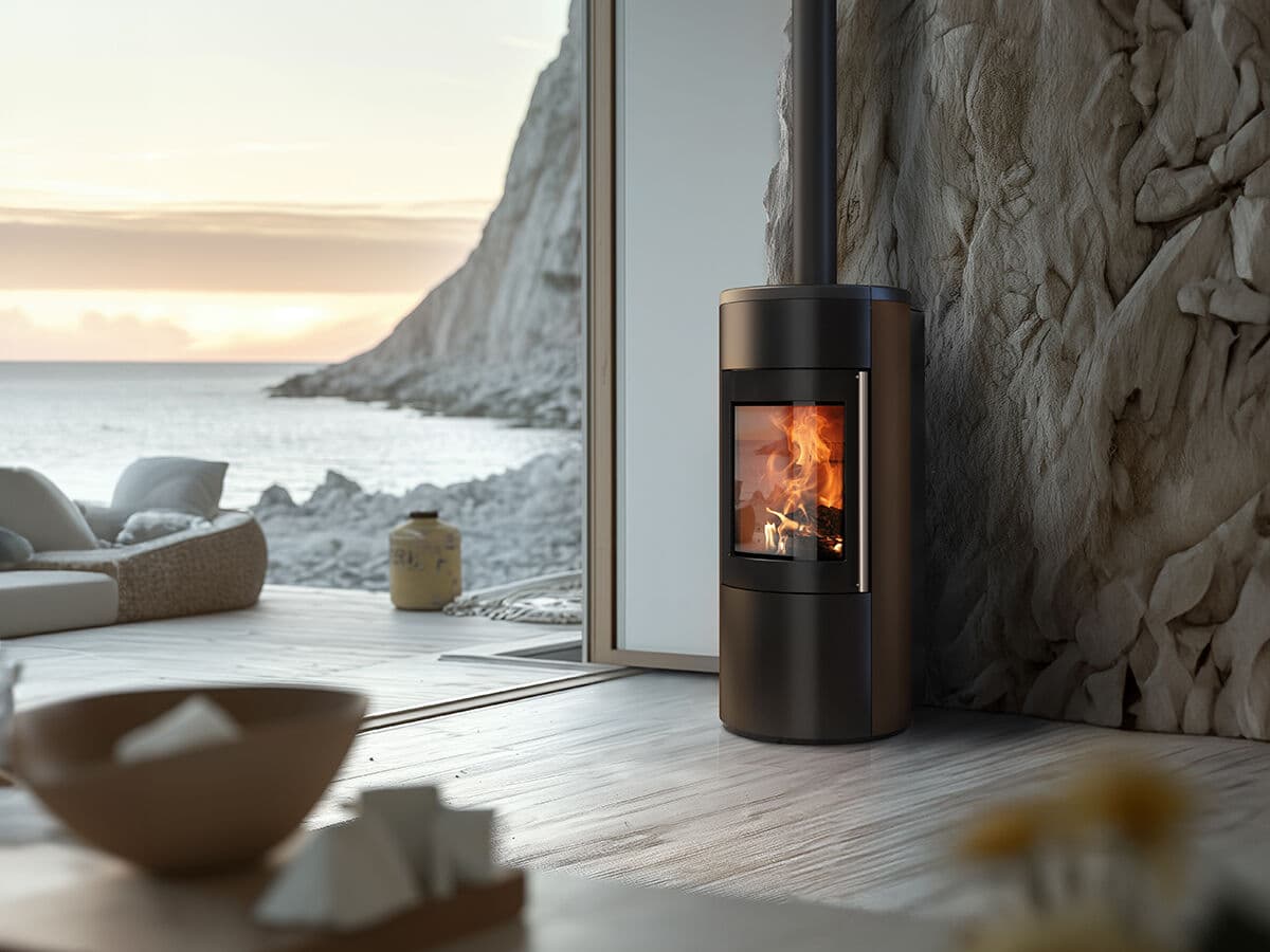 Poêle bi-combustible Nobis A10 unica à Carpentras, vue principale, réalisation Flamme Concept