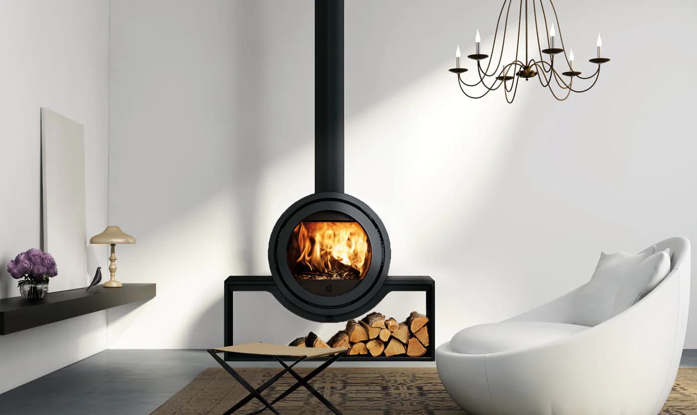 Fonte Flamme Poêle bois Odin Tunnel sur banc 104 cm, vue principale, visuel fabricant