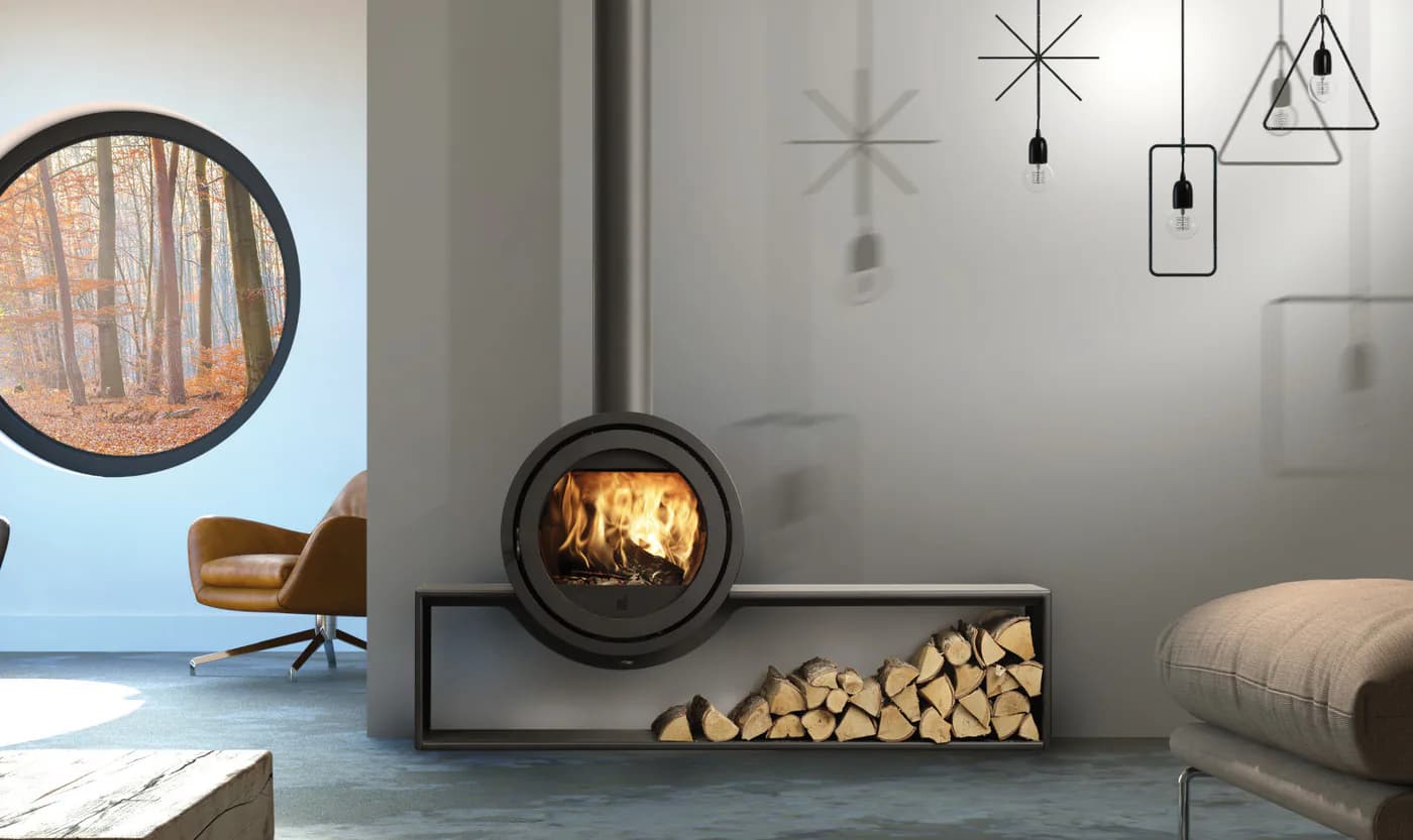 Fonte Flamme Poêle bois Odin Tunnel sur banc 160 cm, vue principale, visuel fabricant