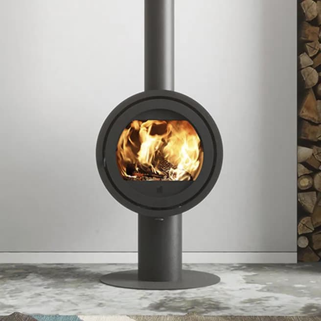 Fonte Flamme Poêles à bois Odin Front sur pied rond, vue principale, visuel fabricant